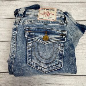 True Religion Stella Low Rise Skinny Distressed Jeans Acid‎ Wash Size 26